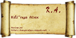 Kánya Alex névjegykártya