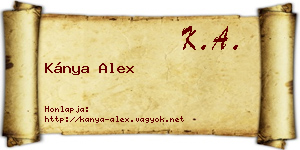 Kánya Alex névjegykártya